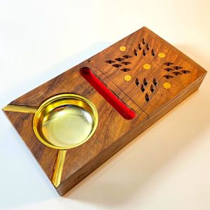 Cenicero doble de madera hecho a mano, cenicero de madera para cigarros hecho a mano, caja de madera doble para cigarrillos - Product Image 6