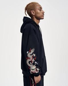 Streetwear Sweats à capuche graphiques lourds brodés de dragon pour hommes - Product Image 4