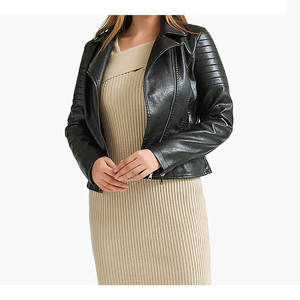 Nouvelle arrivée Veste bomber en cuir véritable de haute qualité pour femmes Décoration de lettres Coupe-vent d'hiver Taille/couleur personnalisable - Product Image 3