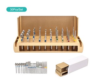 30Pcs Set <b>Diamond</b> Dental Burs <b>Drill</b> Bits Aluminum Holder Multiple Colors Dentistry Tools - Product Image 2