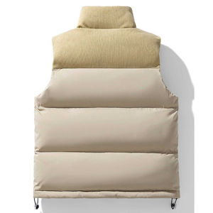 100% poliéster a prueba de viento sin mangas acolchado chaleco acolchado cuello alto chaqueta de invierno cremallera Streetwear lona prendas de vestir exteriores chaleco - Product Image 3