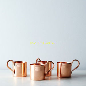 Hammered Copper <b>Mug</b> Set of Four <b>with</b> Straws Classic Drinkware for Moscow Mule Cocktails Mocktails <b>Mugs</b> Bar and Party Beer <b>Glass</b> - Product Image 4
