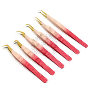 Pinzas para Pestañas Personalizadas, Color Rosa Brillante, Punta de Fibra Superdura, Alta Precisión, Antiestáticas, de Acero Inoxidable, Antideslizantes, Herramienta Profesional para Pestañas - Product Image 1