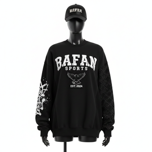 Sudadera Extra Grande para Mujer, 320 GSM, Algodón y Poliéster, Felpa, Manga Negra con Panel, Estampado Puff, Logotipo Personalizado, Transpirable - Product Image 1