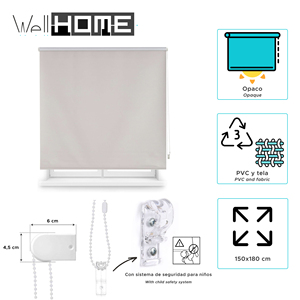 Stores occultants enroulables Well Home - Gris 150 x 180 cm (largeur x longueur) / Taille du tissu 147 x 175 cm - Product Image 2