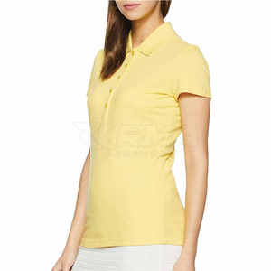 Algodón sólido de secado rápido para mujer para polo hecho a medida con manga corta y diseño de logotipo teñido liso - Product Image 4