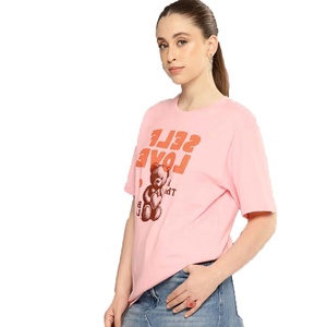 เสื้อยืดคอกลมแขนสั้นพิมพ์ลายกราฟิกสำหรับผู้หญิงเสื้อยืดผ้าฝ้ายลำลองมีสไตล์พิมพ์ลายศิลปะตัวหนา - Product Image 4