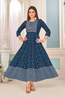 Collection Kurti à imprimé or en rayonne lourde pour femmes Vêtements indiens et pakistanais approuvés avec style de robe de travail séquentiel