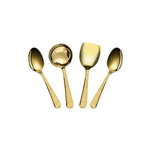 New Look <b>Gold</b> Plated Stainless Steel Serving Spoon Set with Unique Modern Design Royal Look Handle Kitchen Utensil Set - Product Image 2