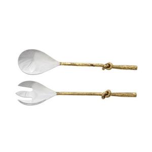 Wholesale Customizable High Quality Silver and Gold Salad Serving Set Shiny Polish Brass <b>Flatware</b> of 2-Sustainable Features - Product Image 4