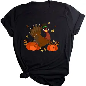 שחור חולצות יוצא קיץ חולצות תרנגולות הדפסת צווארון עגול חמוד T חולצות טוניקה מקרית קצר שרוול גרפי Tees