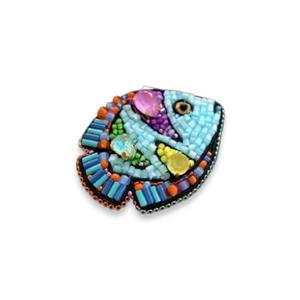 Broche en cuivre feuille avec broderie à la main perle et conception perlée de fil de lingot-cadeau de fiançailles de mariage pour enfants - Product Image 3