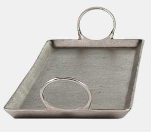 Plateau en aluminium rectangulaire de luxe fabriqué à la main poignées en métal argenté Design industriel pour la décoration de table basse décor à la maison - Product Image 6