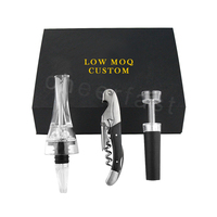 Nuevo Kit Aireador y Vertedor de Vino con Sacacorchos Delgado de Ébano y Tapón de Vino, Set de Accesorios Perfectos para Amantes del Vino, Regalo Ideal