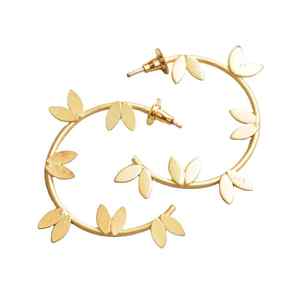 Pendientes bonitos de diseños únicos para mujer, aros de joyería hechos a mano chapados en oro de latón, fabricantes y proveedores de joyería nupcial mínima - Product Image 4