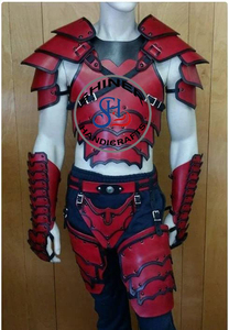 Traje medio Medieval de armadura para Cosplay, chaqueta de pecho con armadura de hombro, conjunto de Caballero de Halloween, traje negro y rojo - Product Image 3