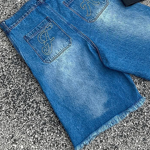 Salopette en jean pour homme, taille mi-haute, 100% coton, respirante, séchage rapide, écologique, diamants de couleur cristal, streetwear d'été - Product Image 6