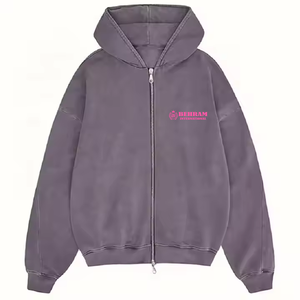 Sudadera con capucha cálida con cremallera para hombre Sudadera con cremallera informal con estilo para ropa de calle French Terry 450 GSM Sudadera con cremallera de gran tamaño para hombre - Product Image 1