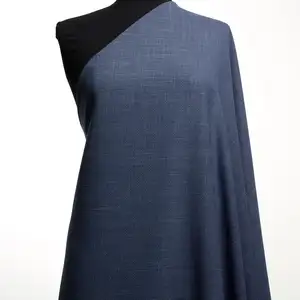 ผ้าแฟชั่นผู้ชาย: ผ้าขนสัตว์และผ้าลินินผสมน้ำหนักเบา Deadstock ฤดูใบไม้ผลิและฤดูร้อนผ้าลินินสีฟ้าที่มีการออกแบบไมโคร