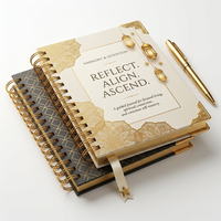 Échantillon Gratuit, Faible MOQ, Planificateur Mensuel Personnalisé, Journal du Ramadan, Carnet Format A5, Reliure Spirale, Protections Dorées, Couverture Rigide