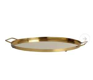 round <b>Stainless</b> <b>Steel</b> Serving <b>Tray</b> Gold with Metal Copper Brass Finish for Jewelry Cosmetics Storage or Display - Product Image 2
