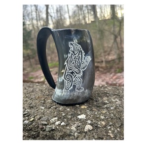 Jarra de cuerno auténtica pulida a mano con revestimiento de laca seguro para alimentos en el interior para beber hidromiel o vino al precio más barato - Product Image 5