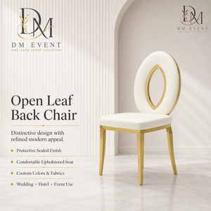 Open Ring Back <b>Gold</b> Stainless Steel Wedding Reception <b>Chair</b> with White Cushion for Banquet Halls Wholesale Seating - Product Image 1