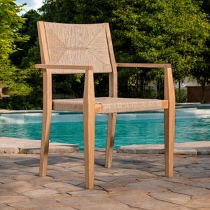 Fauteuil de salle à manger d'extérieur en bois de teck écologique pour hôtel européen chaises empilables pour jardin cour pour restaurant école parc villa - Product Image 6