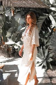 Fabricants de vêtements pour femmes saison d'été robe maxi brodée dames élégante robe longue à manches kimono en coton préféré - Product Image 6