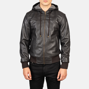 Men's New Fashion Casual Wear Leather <b>Jacket</b> Solid Color Comfortable Streetwear with Front Logo - Product Image 1
