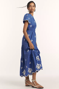 Robe longue d'été décontractée pour femmes brodée Style ukrainien 100% coton tissé taille naturelle pour les vacances - Product Image 6