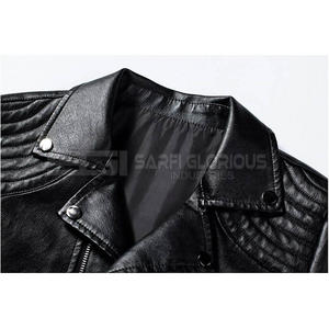 Veste en cuir vintage décontractée pour hommes authentiques avec revers manteaux chauds pour un usage quotidien - Product Image 3