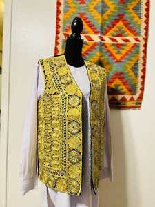 Abrigo de cintura de estilo afgano Vintage corto para hombre más vendido, chaleco personalizable transpirable bordado trenzado de oro pesado Afganistán - Product Image 4