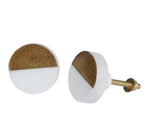 Artisan Craft Polished Nautical <b>White</b> Marble <b>Door</b> <b>Knobs</b> Brass Accented Eco-Friendly Souvenir Durable Luxury Cabinet Hardware - Product Image 4