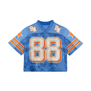 Custom V Neck Quick Dry Boxy Puff Mesh T Shirts Oversized Mesh Soccer Baseball Basketball Football Jersey T-shirts for Men - Product Image 5