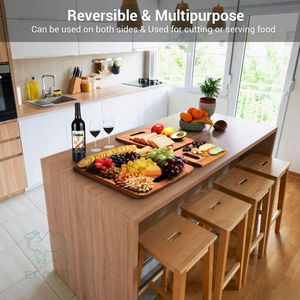 ชุดเขียงไม้ไผ่ขนาดใหญ่พิเศษ เป็นมิตรกับสิ่งแวดล้อม พร้อมร่องสำหรับน้ำผลไม้ ล้างในเครื่องล้างจานได้ ผลิตโดย SHEERI HANDICRAFTS จากประเทศอินเดีย - Product Image 5