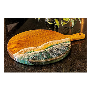 Planche à fromage ronde en bois de résine rouge et blanche avec poignée suspendue Utilisation de cuisine de ferme Produit le plus vendu - Product Image 5