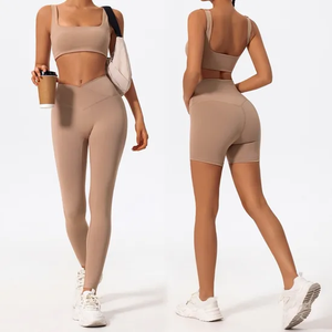 2025 Oem Lightweight Breathable <b>Women's</b> Gym Fitness Sets Halter Yoga Crop Top Sports Bra and Casual <b>Trousers</b> Suit - Product Image 2