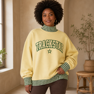 Sweat-shirt unisexe surdimensionné à col montant City Edition TS-MN-062 avec patch personnalisé, lettres en coton, Trackstar, OEM, marque privée - Product Image 5