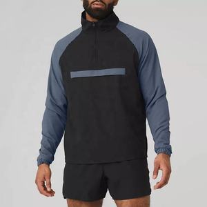 OEM Lightweight Sports Active Wear Woven Polyester Color Block Anorak Running Outwear Quarter <b>Zip</b> Windbreaker Jacket - Product Image 6