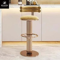 Tabouret de bar en métal doré de luxe, à assise en velours, pivotant, pour îlot de cuisine, bar à domicile