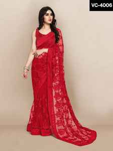 À la mode ethnique à la mode vêtements ethniques doux Net Saree pour fête porter Occasion spéciale porter Saree Banglory soie Blouse pièces femmes - Product Image 3