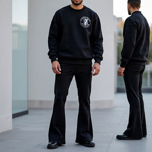 2025 sweat lourd et pantalon évasé survêtement surdimensionné/sweat à col rond et pantalon ensemble décontracté Logo imprimé personnalisé - Product Image 3