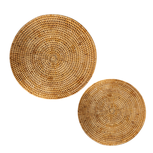 Tendance du moment : assiettes de présentation en rotin tissé, sets de table, accessoires de table tissés à la main, sets de table ronds en rotin tissés à la main - Product Image 1