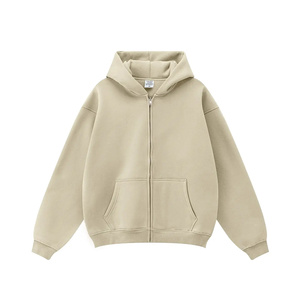 100% Cotton Fleece Heavyweight Zip Hoodie High Quality French Terry Oversized Drop Shoulder Cropped Custom Zip up Hoodie - Product Image 1