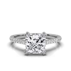 Anillo de compromiso de oro sólido de 14K y 18K hecho a mano, banda de aniversario de Boda nupcial personalizada de estilo clásico con diamante para mujer - Product Image 3