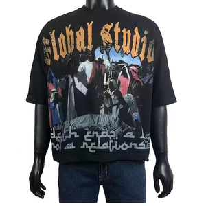 Camisetas de cuello redondo sólidas de gran tamaño para hombre personalizadas de alta calidad 100% algodón transpirable estilo de calle ecológico - Product Image 3