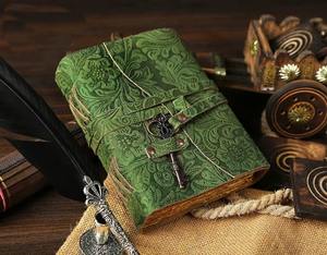 Fleur de jardin Cadeau Nouveaux beaux journaux en cuir vert, carnet ou carnet de croquis Vintage Antique Book - Product Image 5