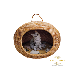 Meilleur prix panier en rotin berceau pour chat nid à bascule avec coussin intérieur tapis hamac design pour chats et chiots fabriqué au Vietnam - Product Image 6