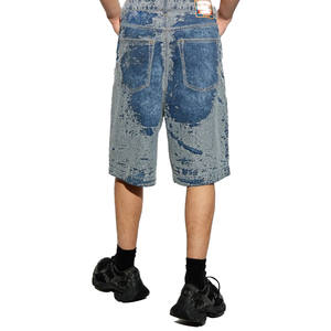 Short pour homme en denim délavé à l'acide avec texture abstraite Short pour homme Streetwear mode avec option logo Fabricant de jeans OEM - Product Image 3